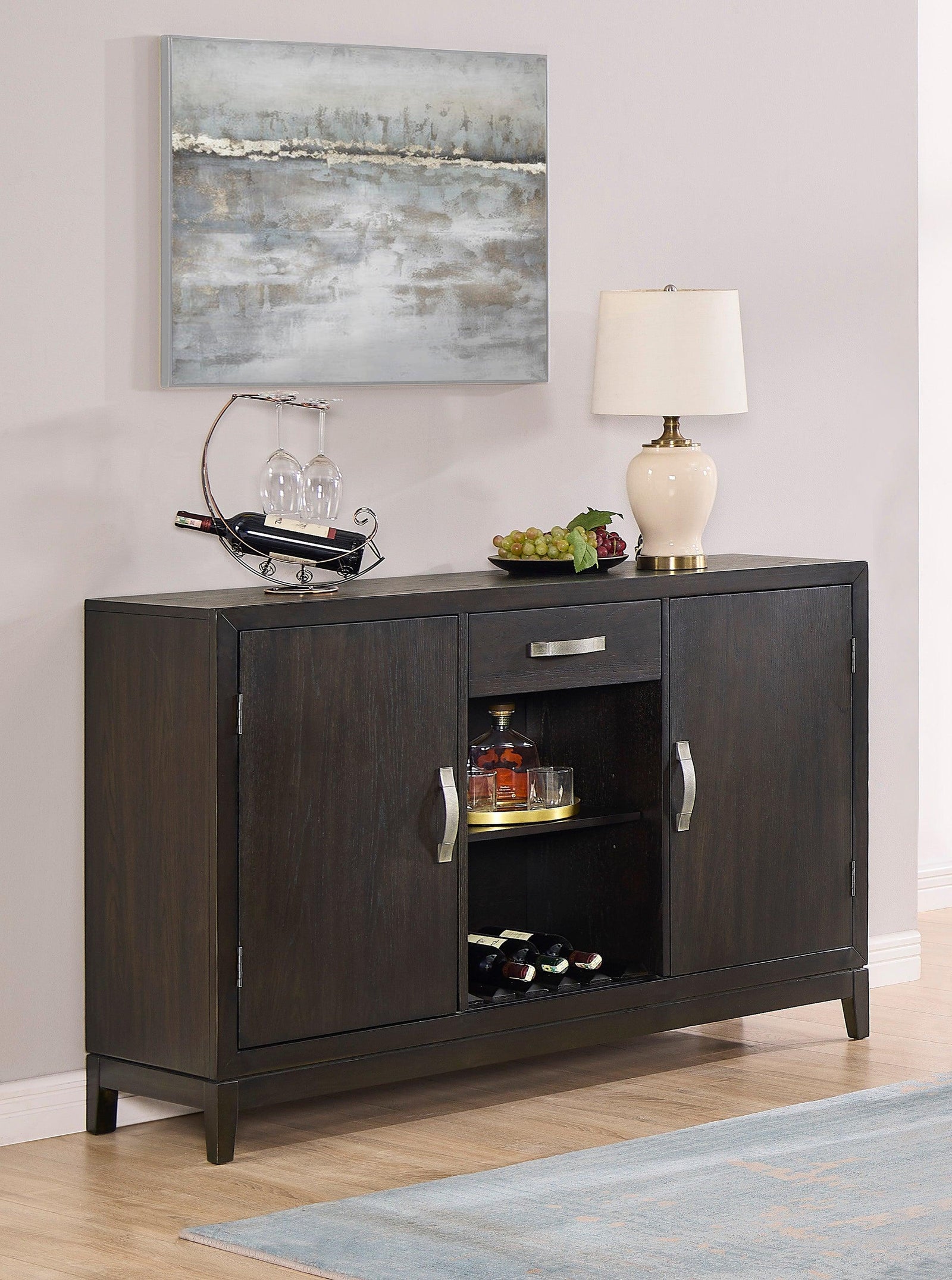 Jeffries Dark Brown Modern Solid Wood And Veneers Dining Sideboard - Ella Furniture