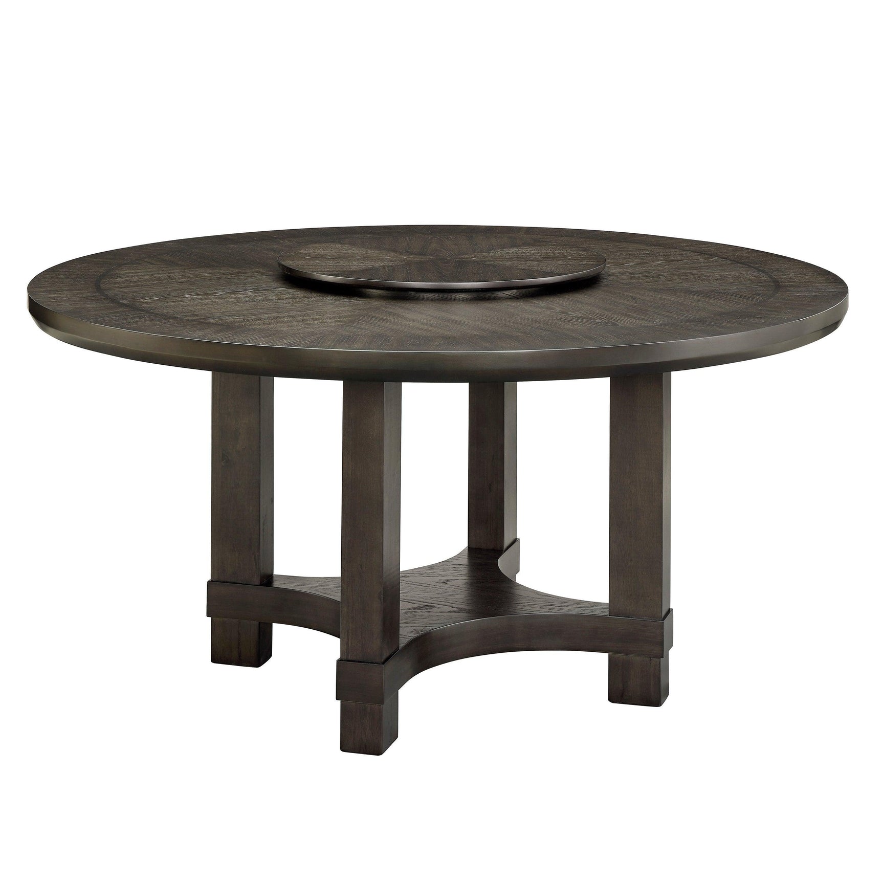 Jeffries Dark Brown Modern Solid Wood And Veneers Faux Leather Round Dining Room Set - Ella Furniture