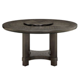 Jeffries Dark Brown Modern Solid Wood And Veneers Faux Leather Round Dining Room Set - Ella Furniture