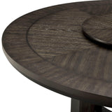 Jeffries Dark Brown Modern Solid Wood And Veneers Faux Leather Round Dining Room Set - Ella Furniture