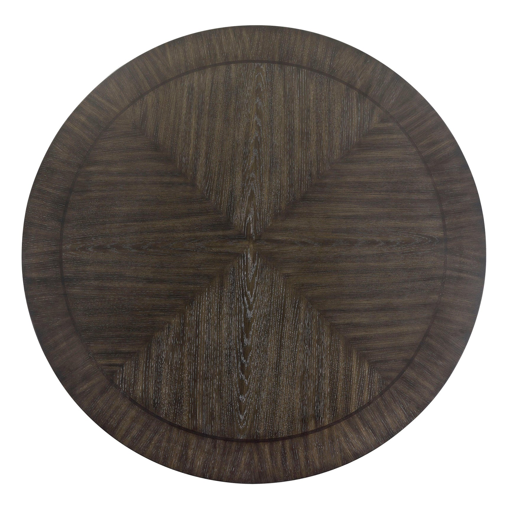 Jeffries Dark Brown Modern Solid Wood And Veneers Faux Leather Round Dining Room Set - Ella Furniture