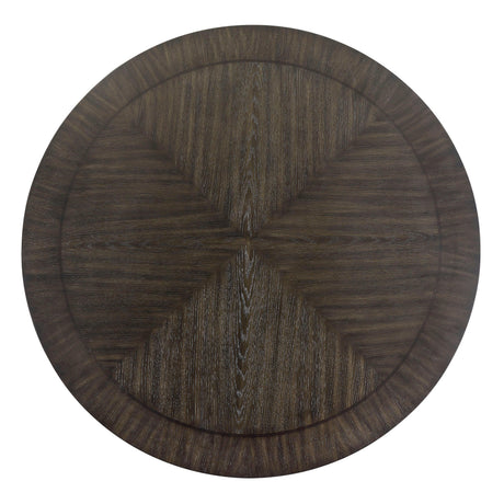 Jeffries Dark Brown Modern Solid Wood And Veneers Faux Leather Round Dining Room Set - Ella Furniture