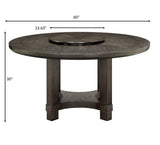 Jeffries Dark Brown Modern Solid Wood And Veneers Faux Leather Round Dining Room Set - Ella Furniture