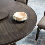 Jeffries Dark Brown Modern Solid Wood And Veneers Faux Leather Round Dining Room Set - Ella Furniture