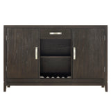 Jeffries Dark Brown Modern Solid Wood And Veneers Faux Leather Round Dining Room Set - Ella Furniture