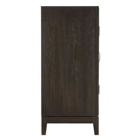 Jeffries Dark Brown Modern Solid Wood And Veneers Faux Leather Round Dining Room Set - Ella Furniture