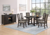 Jeffries Dark Brown Modern Solid Wood And Veneers Faux Leather Round Dining Room Set - Ella Furniture