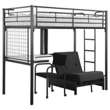 Jenner Workstation Loft Bed Jenner Twin Futon Workstation Loft Bed And Futon Pad Black 2209-Sm - Ella Furniture