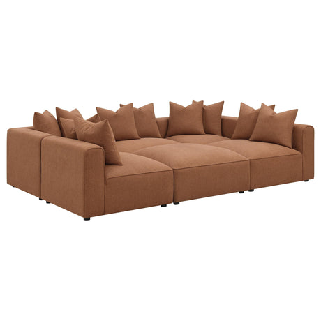 Jennifer Jennifer 6-piece Upholstered Modular Sectional Terracotta 551591-SET - Ella Furniture