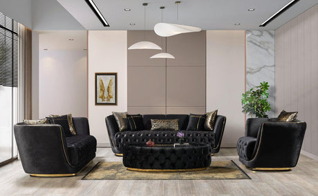 Jenny Black Velvet Sofa & Loveseat - Ella Furniture