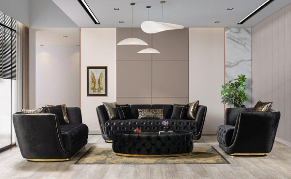 Jenny Black Velvet Sofa & Loveseat - Ella Furniture