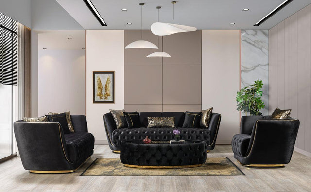 Jenny Black Velvet Sofa & Loveseat - Ella Furniture