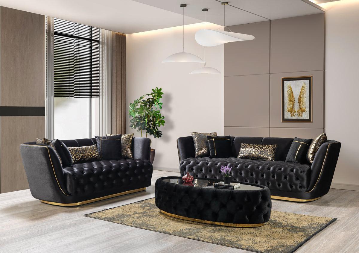 Jenny Black Velvet Sofa & Loveseat - Ella Furniture