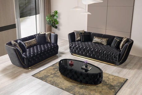 Jenny Black Velvet Sofa & Loveseat - Ella Furniture