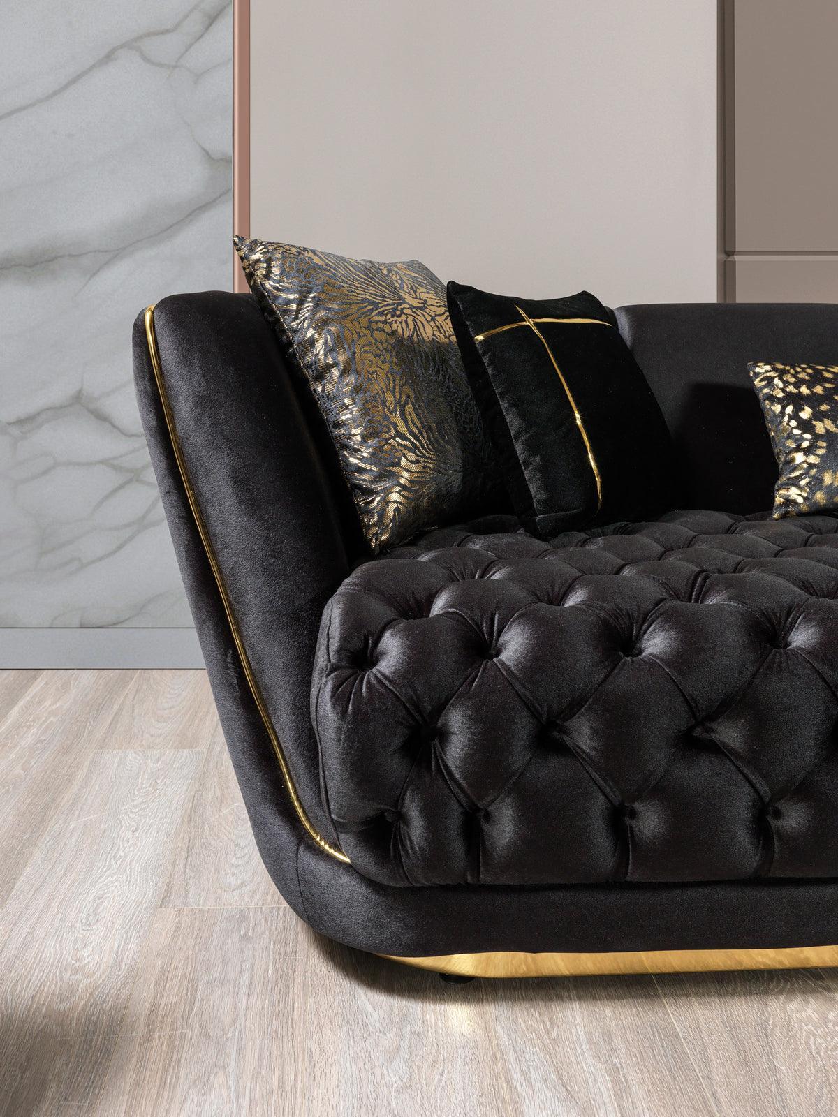 Jenny Black Velvet Sofa & Loveseat - Ella Furniture