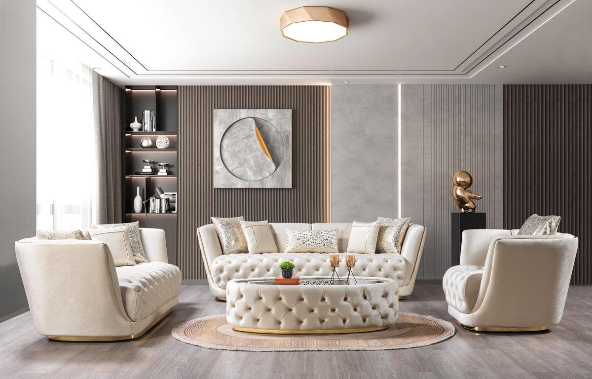 Jenny Ivory Velvet Sofa & Loveseat - Ella Furniture