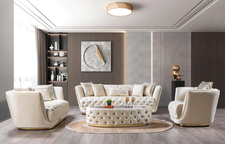 Jenny Ivory Velvet Sofa & Loveseat - Ella Furniture