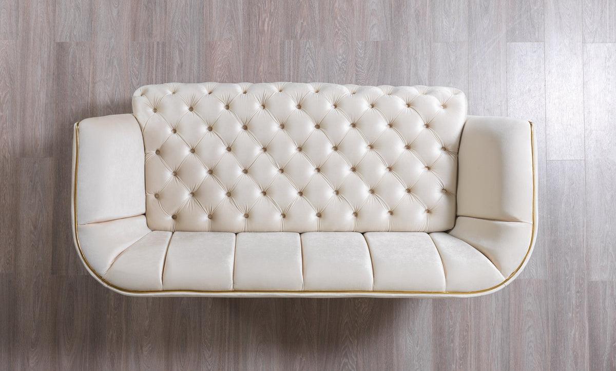 Jenny Ivory Velvet Sofa & Loveseat - Ella Furniture