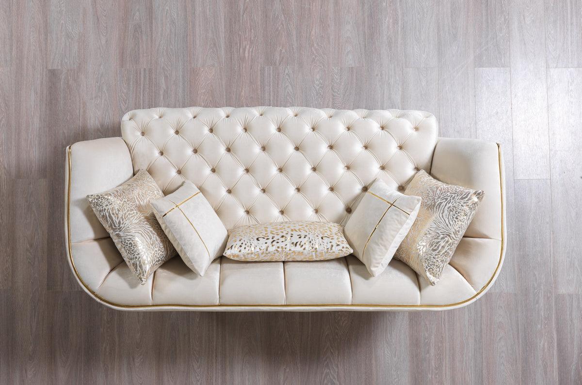 Jenny Ivory Velvet Sofa & Loveseat - Ella Furniture