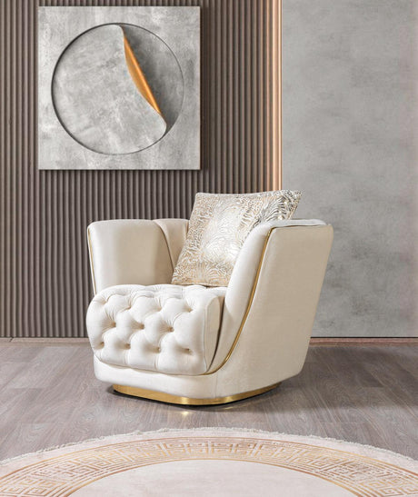 Jenny Ivory Velvet Sofa & Loveseat - Ella Furniture