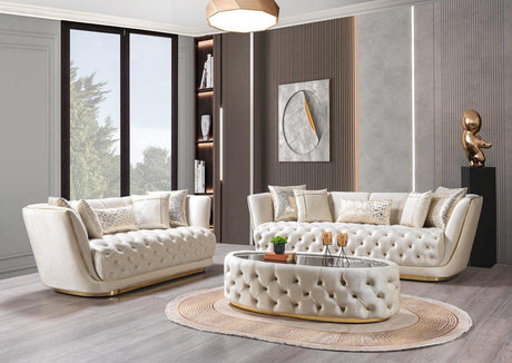 Jenny Ivory Velvet Sofa & Loveseat - Ella Furniture