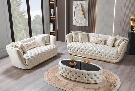 Jenny Ivory Velvet Sofa & Loveseat - Ella Furniture