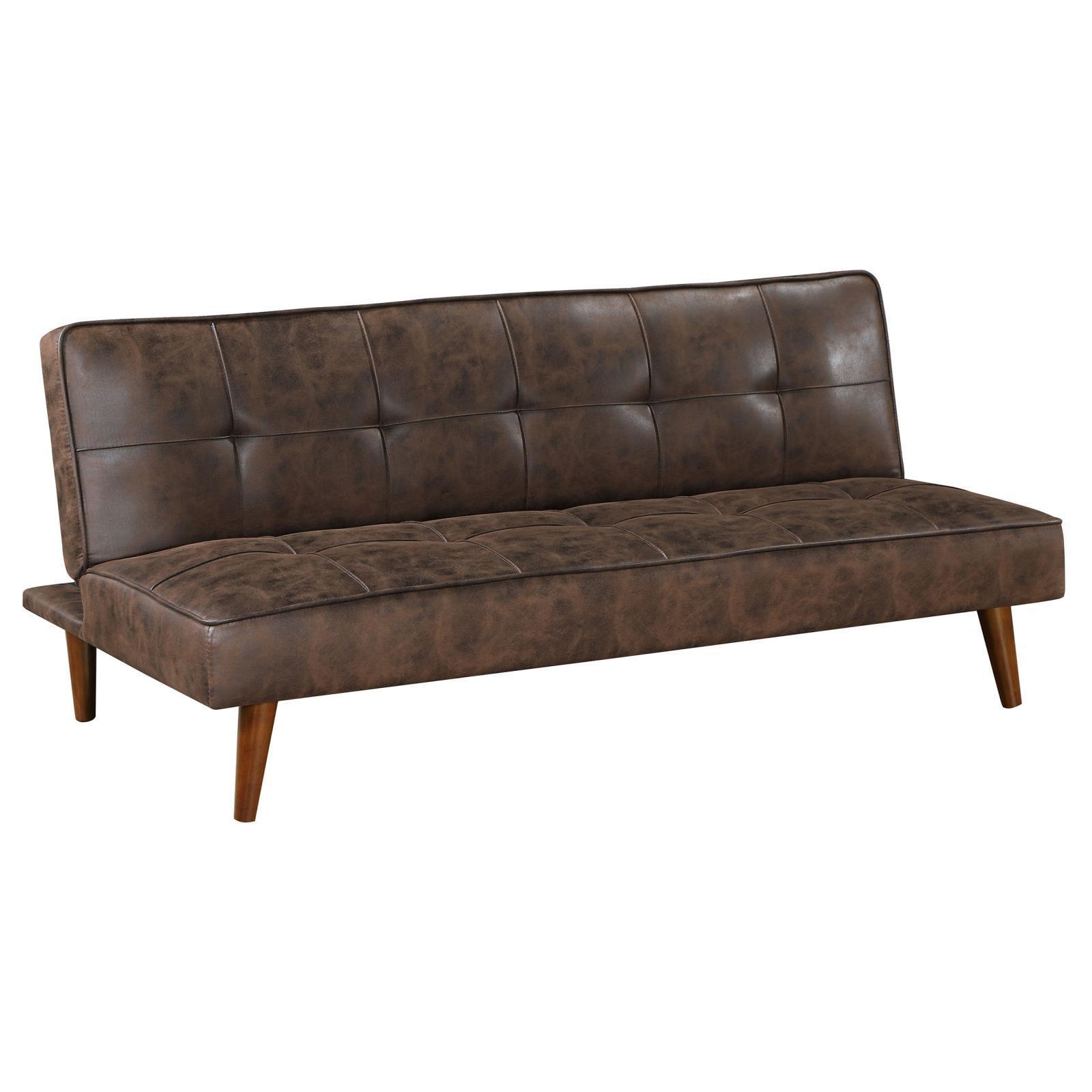 Jenson Multipurpose Upholstered Tufted Convertible Sofa Bed Dark Coffee Brown 360237 - Ella Furniture