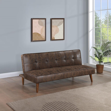 Jenson Multipurpose Upholstered Tufted Convertible Sofa Bed Dark Coffee Brown 360237 - Ella Furniture