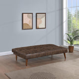Jenson Multipurpose Upholstered Tufted Convertible Sofa Bed Dark Coffee Brown 360237 - Ella Furniture