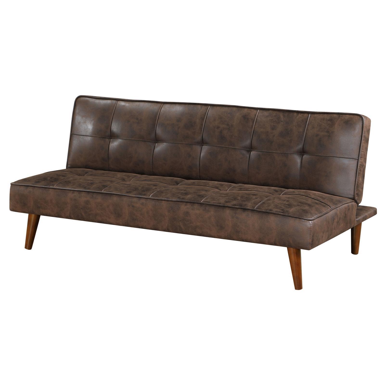 Jenson Multipurpose Upholstered Tufted Convertible Sofa Bed Dark Coffee Brown 360237 - Ella Furniture