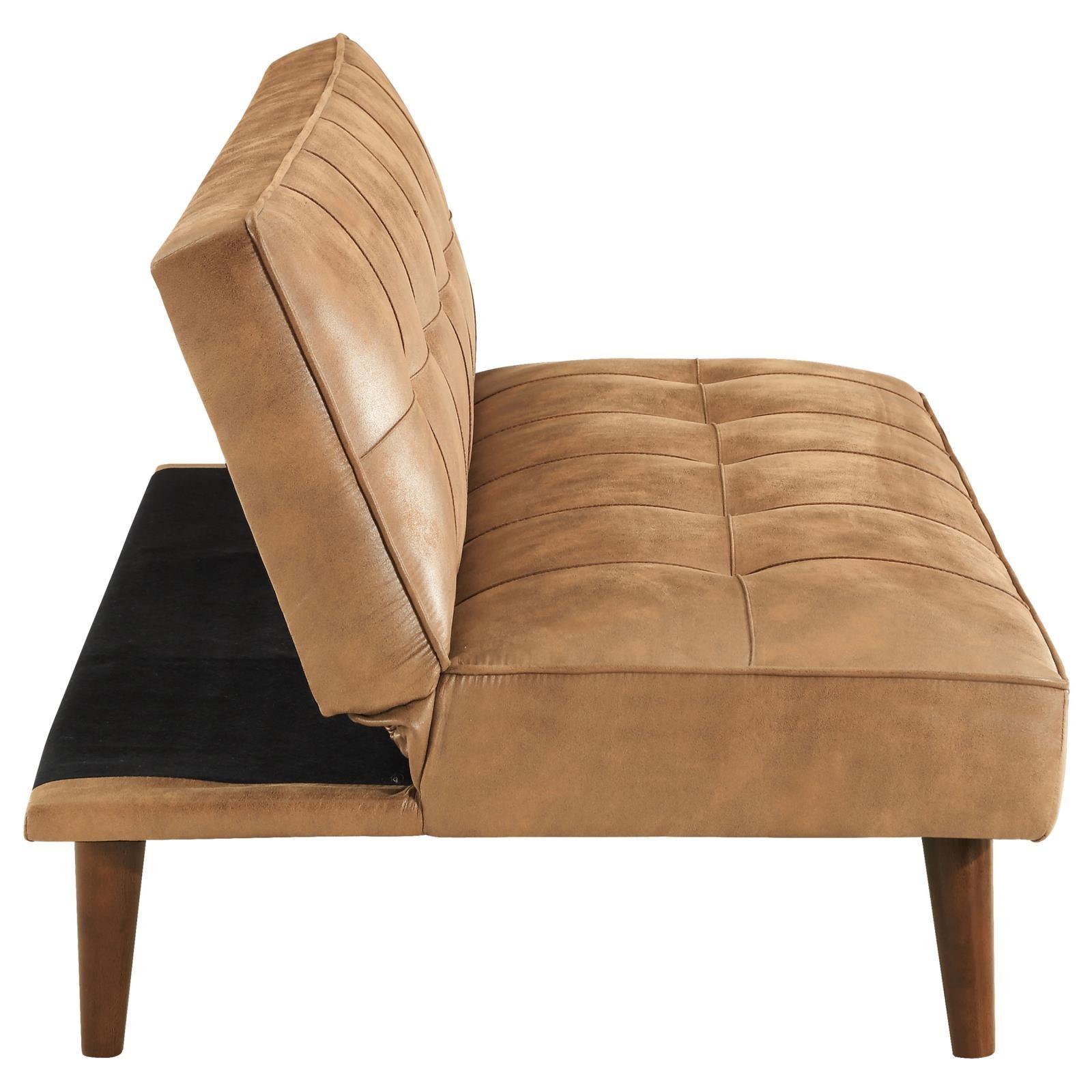 Jenson Multipurpose Upholstered Tufted Convertible Sofa Bed Saddle Brown 360234 - Ella Furniture