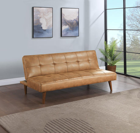 Jenson Multipurpose Upholstered Tufted Convertible Sofa Bed Saddle Brown 360234 - Ella Furniture