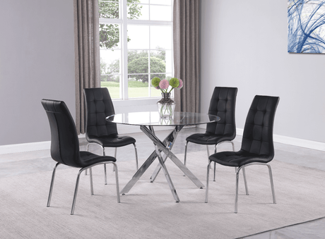 Jetta Black Sleek And Modern Contemporary Round Glass Dining Room Set - Ella Furniture