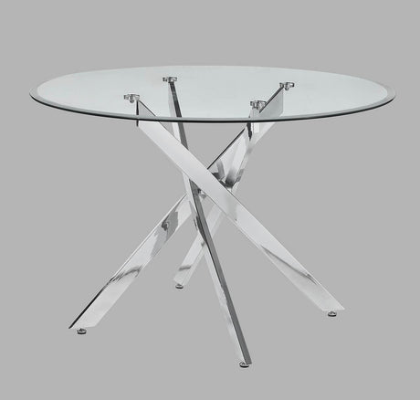 Jetta Black Sleek And Modern Contemporary Round Glass Dining Room Set - Ella Furniture