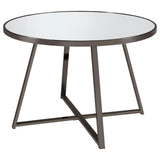 Jillian Round Dining Table With Tempered Mirror Top Black Nickel 120630 - Ella Furniture