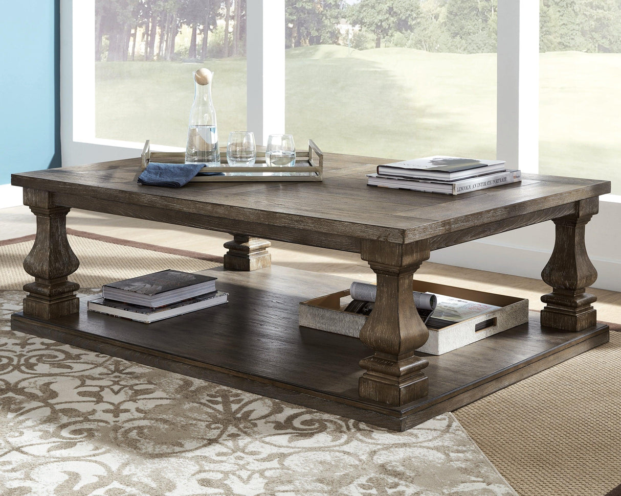 Johnelle Gray Coffee Table With 1 End Table - Ella Furniture