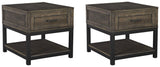 Johurst Grayish Brown 2 End Tables - Ella Furniture