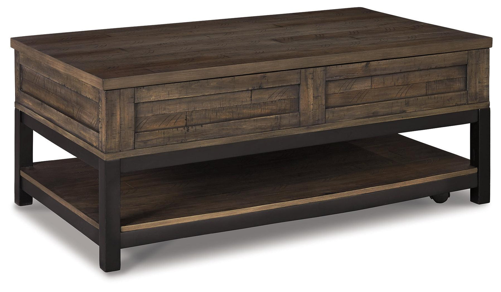 Johurst Grayish Brown Coffee Table With 1 End Table - Ella Furniture