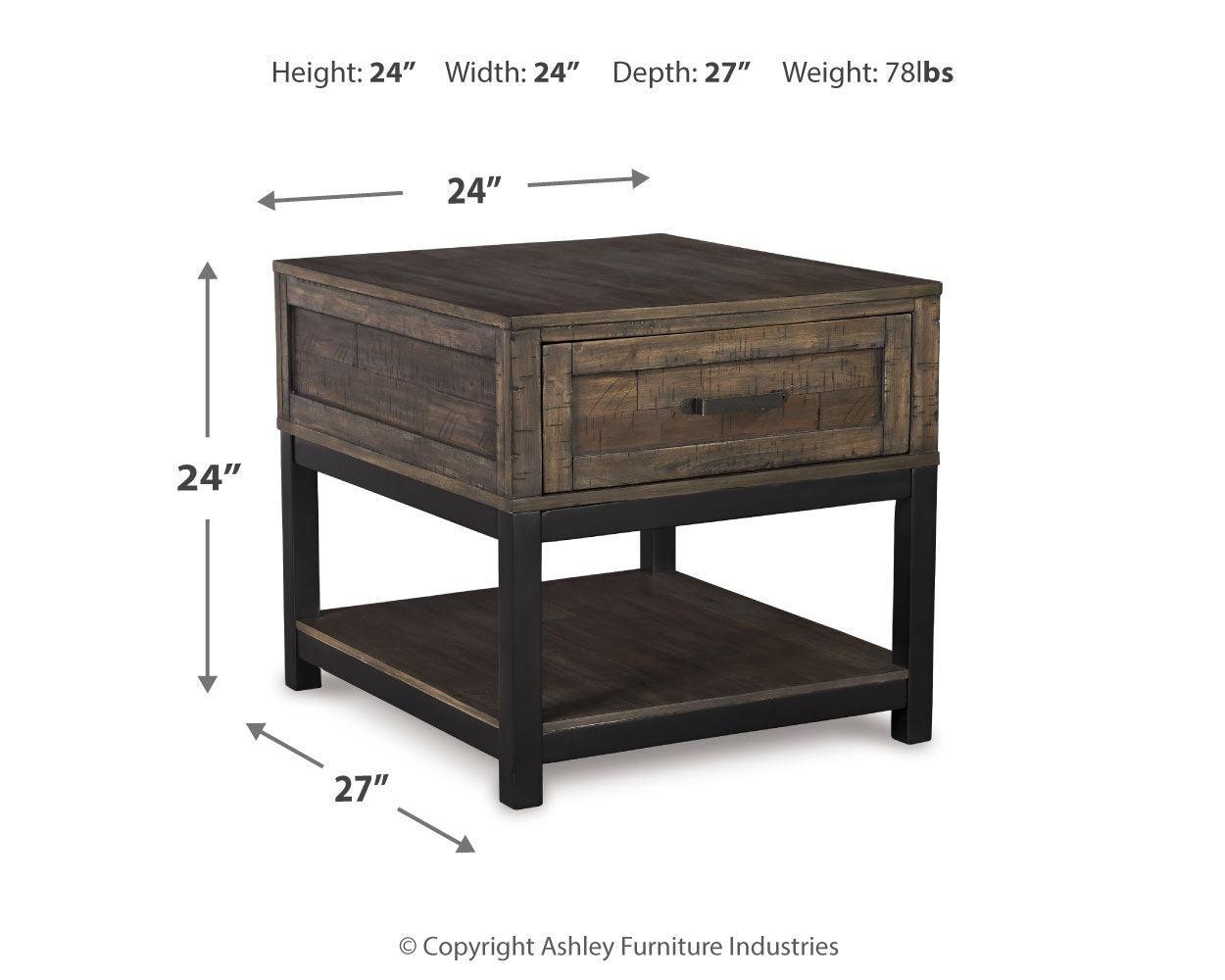 Johurst Grayish Brown Coffee Table With 1 End Table - Ella Furniture