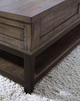 Johurst Grayish Brown Coffee Table With 1 End Table - Ella Furniture