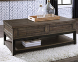 Johurst Grayish Brown Coffee Table With 2 End Tables - Ella Furniture