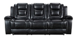 Jordan Black Modern Sleek Contemporary Faux Leather 3Pc Reclining Set - Ella Furniture