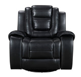 Jordan Black Modern Sleek Contemporary Faux Leather 3Pc Reclining Set - Ella Furniture