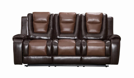 Jordan Brown Modern Sleek Contemporary Faux Leather 3Pc Reclining Set - Ella Furniture
