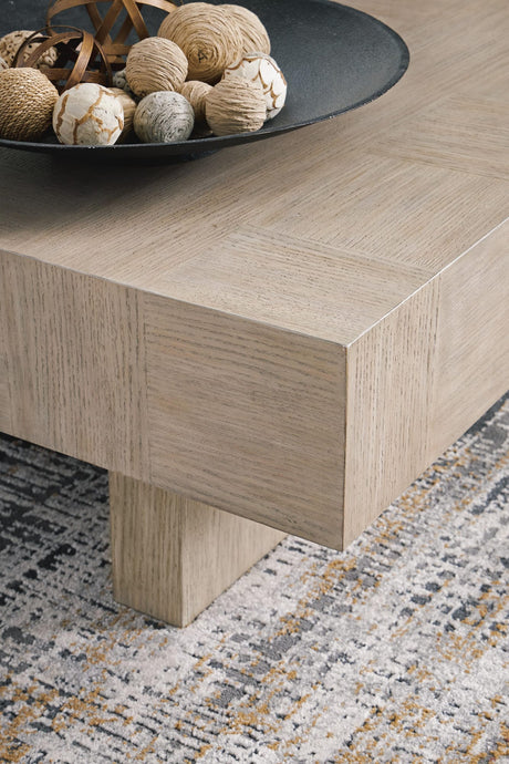 Jorlaina Light Grayish Brown Coffee Table detail view