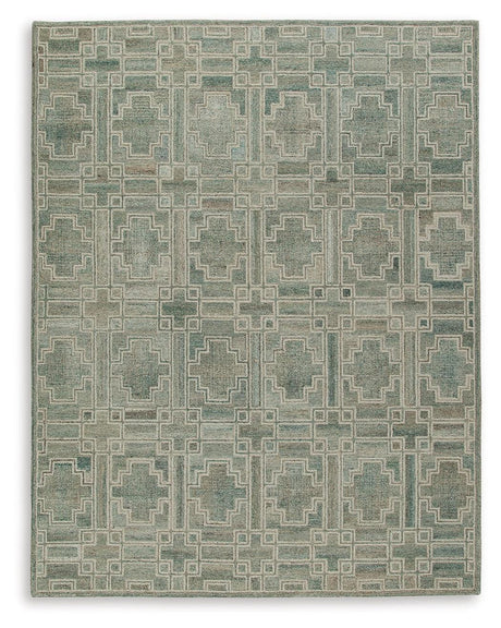 Jossland Green/Ivory Large Rug - Ella Furniture