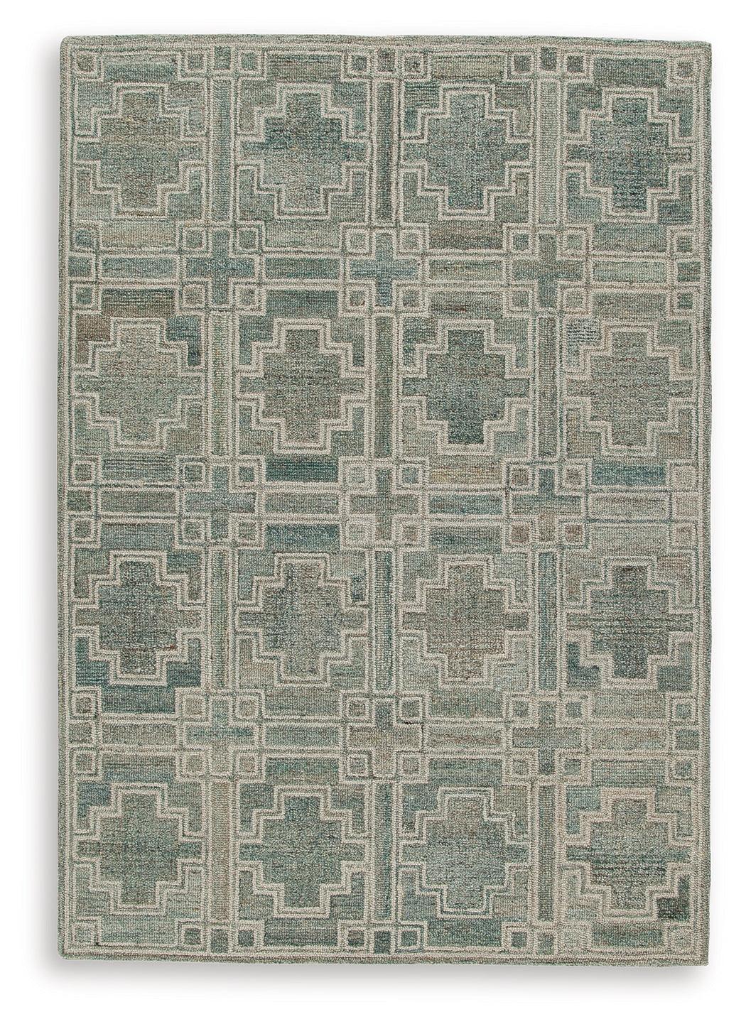 Jossland Green/Ivory Medium Rug - Ella Furniture