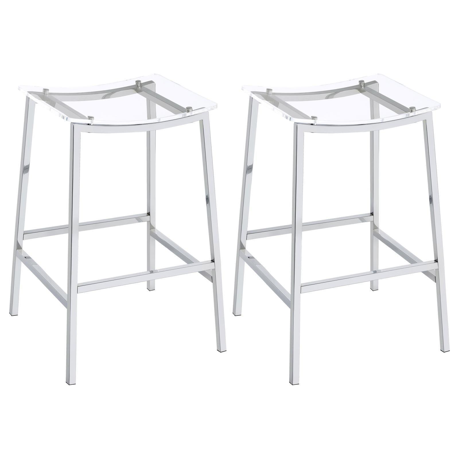 Jovani Acrylic Backless Bar Stools Clear And Chrome (Set Of 2) 182359 - Ella Furniture