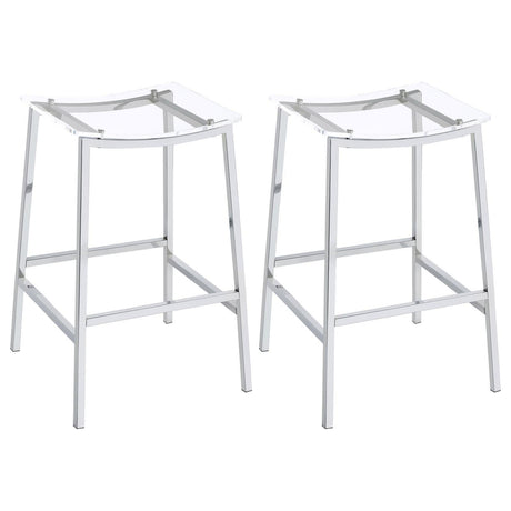 Jovani Acrylic Backless Bar Stools Clear And Chrome (Set Of 2) 182359 - Ella Furniture