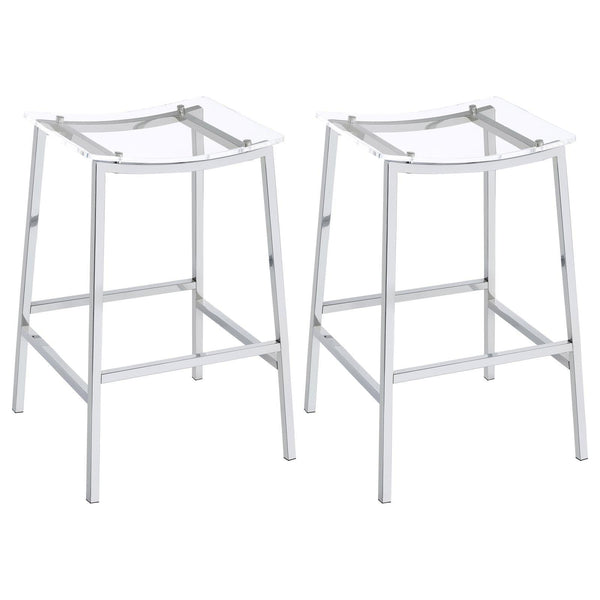 Jovani Acrylic Backless Bar Stools Clear And Chrome (Set Of 2) 182359 - Ella Furniture
